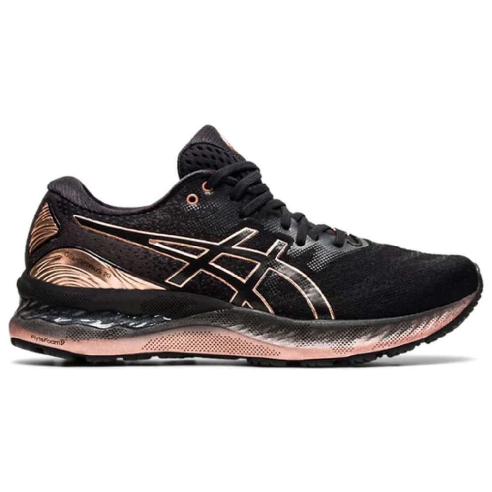 ASICS GEL NIMBUS WOMENS. Size 9.5. Black with rose gold